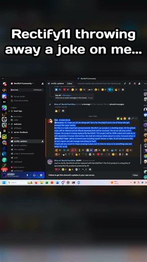 Rectify11 throws a joke on Discord #rectify11 #discord