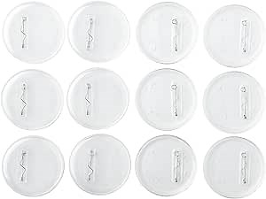 12 Buttons to Design 2.5" Diameter Clear, Pop & Place Your Insert, Pin Back on Clothes, Hats, Bags, for Kids & Adults, Athlete and Events Support, Craft Project, Logo, Birthday Party