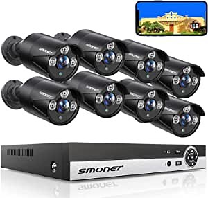 5MP Security Camera System Outdoor, SMONET 8CH Surveillance DVR Kits,8Pcs Ultra HD 5MP CCTV Bullet Cameras Indoor Home Security,Clearer than 1080P, Waterproof Night Vision Remote View Motion Detection