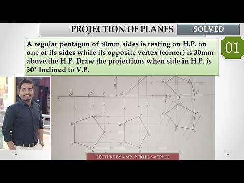 Engineering Drawing | Projection of Planes - Pentagon - Problem - 01 | Learn with Nikhil