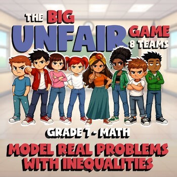 Model Real Problems with Inequalities BIG UNFAIR Math Game - No Prep Grade 7