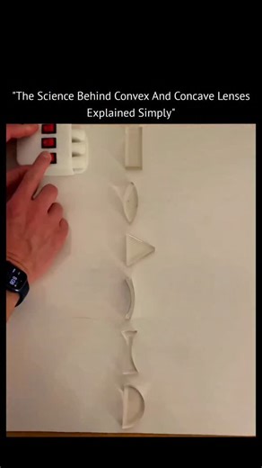 Nexon on Instagram: "When a beam of light passes through different glass shapes, its path changes because of refraction. Refraction happens when light moves from one medium to another—such as from air into glass—and its speed changes. This speed change forces the light to bend, and the exact direction of that bending depends entirely on the shape of the glass it travels through. In this setup, parallel red light rays first encounter different optical elements. A convex lens (thicker at the cente