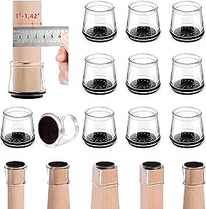 24Pack Chair Leg Floor Protectors, Furniture Felt Pads，Silicone Covers Caps for Hardwood Floors Bed Frame Legs Table, Non Slip, Reduce Noise, Anti Scratch