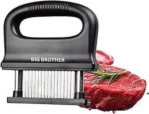 Big Brother Meat Tenderizer | 48 Stainless Steel Needle Blades Meat Tenderizer Tool | Meat Tenderizer Stapler | with Removable Bottom Tenderizer Easy to Clean., Black, 20A48