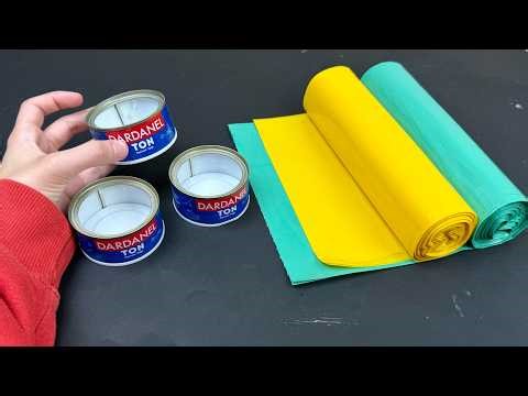 Look What I Did With Plastic Garbage Bags and Tin Cans! DIY