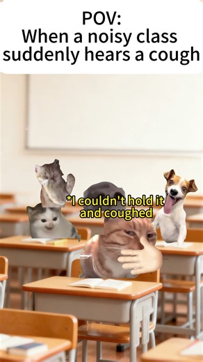 🐱 MEMES: When a noisy class suddenly hears a cough #catmemes #funnycats #cute #plottwist