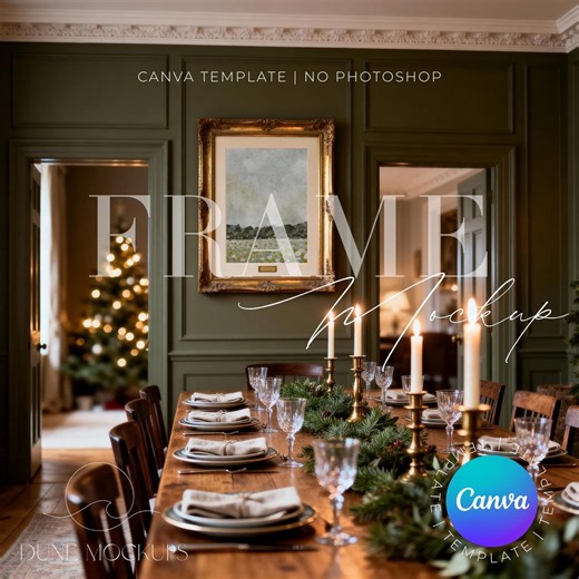 Country Dining Room Frame Mockup Canva Template | Winter Country House Wall Art | Classic Interior - Etsy
