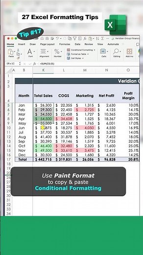 Excel Formatting Tips - Tip 17 - Apply Conditional Formatting #shorts