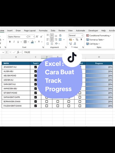 Excel : Cara buat tracking progress tugasan. #belajarexcel #exceltips #excel #exceltutorial