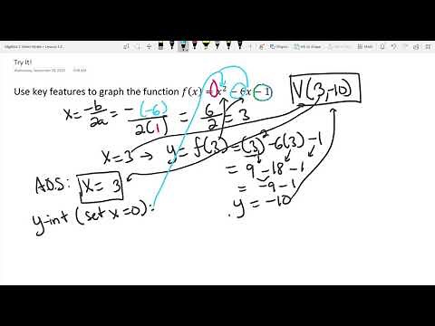 Algebra 2 Lesson 2-2: Standard Form of a Quadratic Function