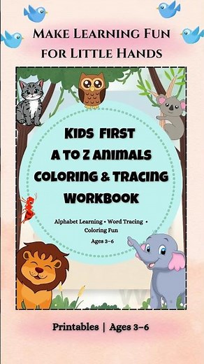 A to Z Animals Coloring & Tracing Worksheets for Kids | Printable PDF | Details in Description