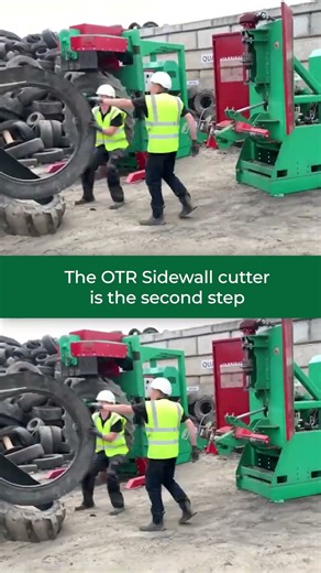 Cutting OTR Tyres to Prepare Them for Shredding | Gradeall | Tyre Recycling | #shorts