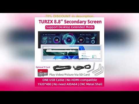 A must-have product! TURZX 8.8 Inch USB Secondary Screen Type-C Desktop Extended Display TF Card P