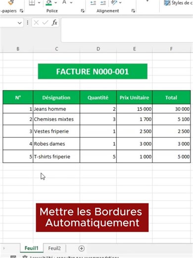 Mettre les bordures automatiquement sur excel #informatiquebureautique #formation #excel #excel_avancer #bulletin