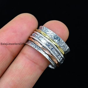 Sterling Silver Anxiety Spinner Ring: Handmade Boho Meditation Jewelry - Etsy