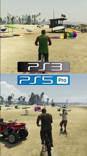 PS3 VS PS5 Pro Which has MORE NPCs on the beach in GTA 5?🌴 #gta5 #gta6 #ps5