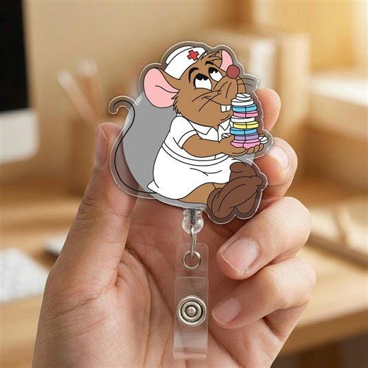 Gus Gus Badge Reel, Cinderella Mouse ID Holder, Cute Disney Badge Reel, Fairy Tale Work ID Reel, Cartoon Mouse Retractable Badge G6HI07-4 - Etsy