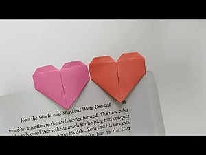 Cute and beautiful origami heart bookmark tutorial