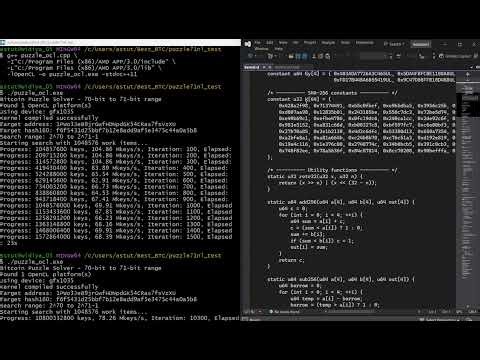 Bitcoin puzzle solver uses OpenCL kernel