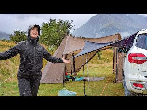 HEAVY RAIN Car Camping - even strong winds and a breakdown couldn't dampen my spirits