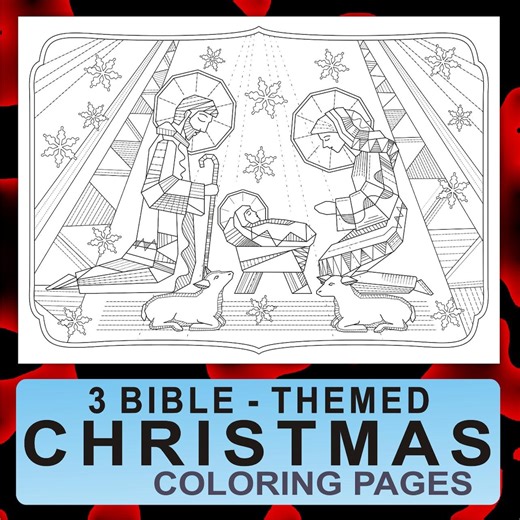 Nativity Coloring Pages: Bible Christmas Designs (PDF/JPEG) - Etsy France