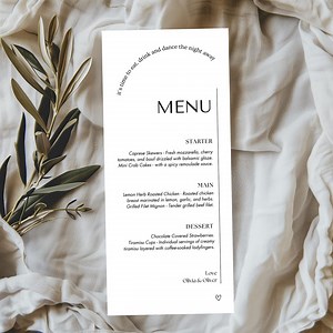 Boho Wedding Menu Template: 4x9 Printable Canva Design (digital Download) - Etsy