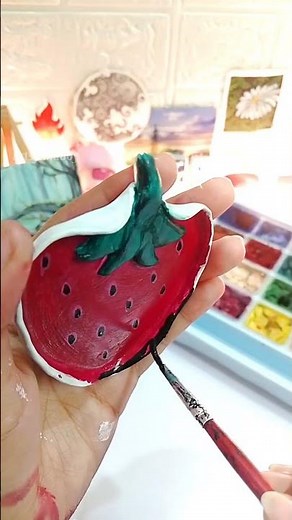 DIY Clay Tray Painting Tutorial 🍓 | Easy Acrylic Home Decor by Madhu (@artsy__maddy) | PAPERTECH