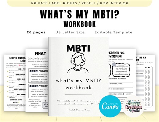 PLR / Resell What's My MBTI? Workbook for Commercial Use, Printable and Editable Template, MBTI Quiz, Myers Briggs Personalities Test - Etsy