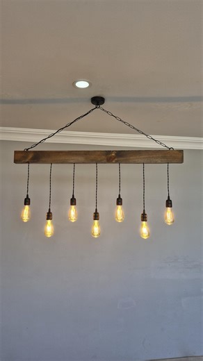 Wooden Rustic Beam Pendant Light Fixture for Dining Table, Farmhouse Kitchen Island Light Fixture - Etsy