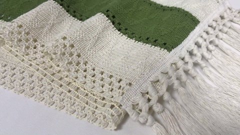 Sage Green Table Runner 72 inches Long, Boho Green Macrame Table Runner, Woven Dresser Runners Cover Top for Bedroom, Coffee Table, Rustic Farmhouse Christmas Table Decor 12x80'' with Tassels