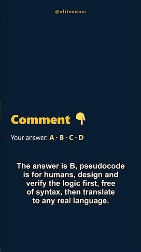 Coding Quiz: What Is Pseudocode FOR? 🧠 #coding #shorts