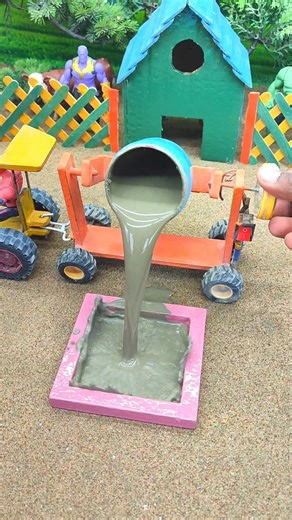 🚜😱 Real Working Mini Tractor Pillar Making Machine | Amazing DIY Cement Construction Model #shorts