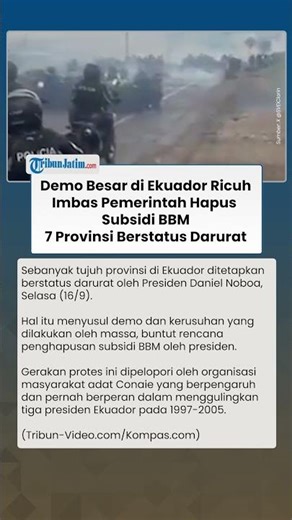 EKUADOR CHAOS! Penghapusan Subsidi BBM Picu Demo Besar besaran, 7 Provinsi Darurat