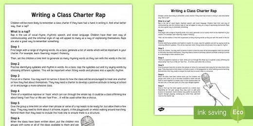 KS2 Writing a Class Charter Rap Guide