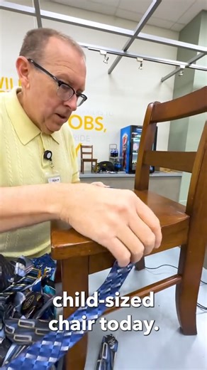 🌎 Thrifted chairs thrifted neckties = a tie-rrific seat. 🥁 Chair-ishing the planet one tie at a time! These tie-rrific chairs are created using only thrifted items from #GoodwillOC! Reduce, reuse, upcycle with Goodwill this Earth Week! ♻️✨ #DIY #goodwillupcycle #upcycledfurniture #earthweek2024 | Goodwill of Orange County