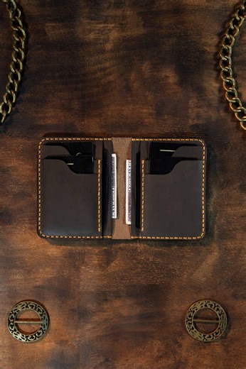 Leather Wallet, Hand Stitched Men's Wallet Anniversary Gift for Husband, Valentines Surprise - Etsy