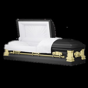 Black and Gold Steel Casket (Coffin) with Swingbar - Titan