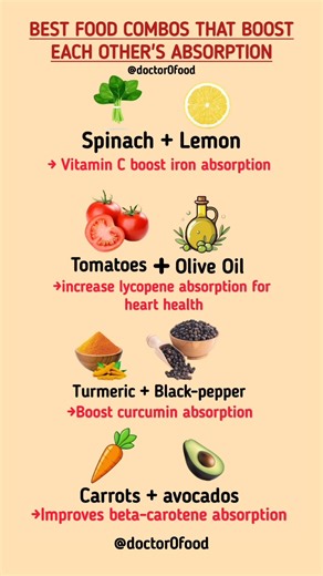 Best Food Combos That Boost Each Others Absorption | Smart Nutrition Tips for Better Health #diettip