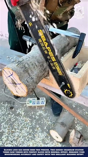 Stable Machine Chain Saw Log Cutting Attachment to Create Uniform Wood Disks for Crafting