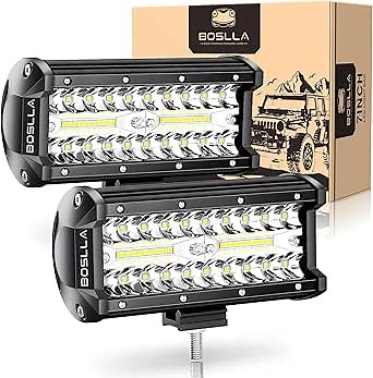 Boslla 7 inch LED Light Bar, LED Fog Off Road Driving Lights with Spot Flood Combo Beam, Led Pod Lights for Truck ATV UTV Boat Car (2pcs)
