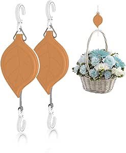 Retractable Hanging Planters Pulley, 2 Pack Hanging Flower Basket Hangers, Indoor Plant Accessories for Garden Baskets Pots Easy to Raise and Lower