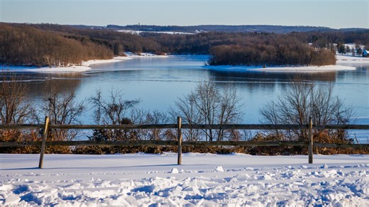 Stretch of bitter cold completely freezes Lake Marburg at Codorus