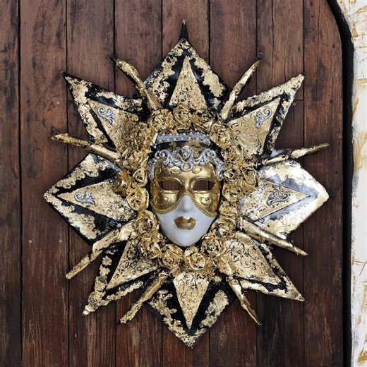 Luxury Venetian Wall Mask - Handmade Papier Mâché Mask With 24k Gold Leaf - Etsy