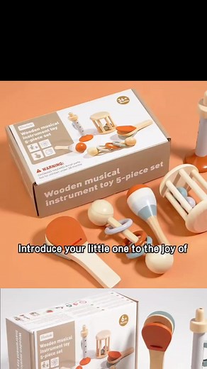🎶👶5-Piece Wooden Musical Instrument Toy Set (often featuring rattles and percussion). Components: The set typically includes a variety of wooden instruments that are easy for small hands to grasp, such as: Maraca(s) 🥁 Clapper/Castanet(s) (wooden pieces that click together) Whistle/Flute 🎶 Wooden Shaker/Rattle(s) (often caged or enclosed) Materials & Safety: The toys are made from smooth, natural wood with non-toxic paint and are explicitly marked with warnings about choking hazards for child