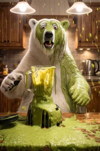 Polar Bear Blender Explosion 🐻‍❄️💥 Smoothie Disaster in 4K Cinematic Slow Motion