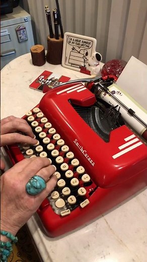 Typing a message on a 1950s Smith-Corona typewriter for National Typewriter Day (June 23)