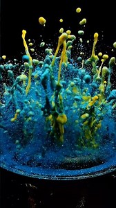 Yellow Paint vs Blue Glitter | Stunning Slow Mo Splash!