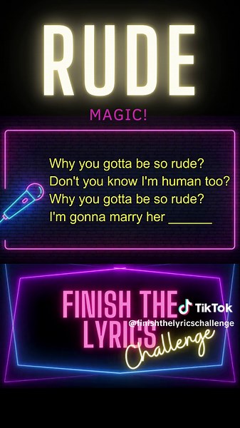 Can you guess the missing lyrics? #lyric #lyricsvideo #lyricschallenge #partygame #magic #rude