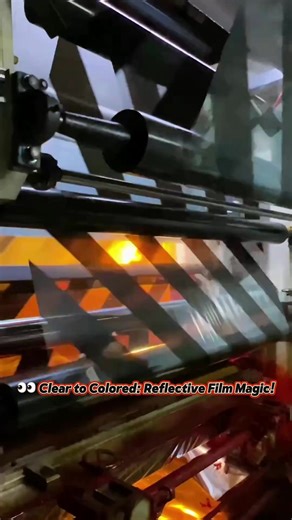 👀 Clear to Colored: Reflective Film Magic!#reflective #reflectivefilm #reflectivesticker #trafficsign #factory