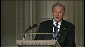 Former President George W. Bush delivered an inspiring, emotional, and tearful eulogy for his late father and fellow former president, George H.W. Bush. | Fox Carolina News